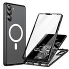 For Samsung Galaxy S24+ 5G HD Full Cover Magsafe Magnetic Metal Tempered Glass Phone Case(Black) - 1