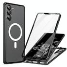 For Samsung Galaxy S24 5G HD Full Cover Magsafe Magnetic Metal Tempered Glass Phone Case(Black) - 1