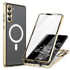 For Samsung Galaxy S24 5G HD Full Cover Magsafe Magnetic Metal Tempered Glass Phone Case(Gold) - 1
