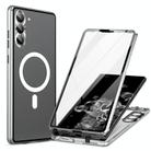 For Samsung Galaxy S24 5G HD Full Cover Magsafe Magnetic Metal Tempered Glass Phone Case(Silver) - 1