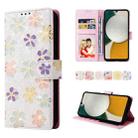 For Samsung Galaxy A34 5G Bronzing Painting RFID Leather Phone Case(Bloosoming Flower) - 1