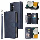 For Samsung Galaxy A34 9 Card Slots Zipper Wallet Bag Leather Phone Case(Blue) - 1