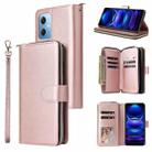 For Xiaomi Redmi Note 12 5G Global / Poco X5 9 Card Slots Zipper Wallet Bag Leather Phone Case(Rose Gold) - 1