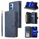 For Xiaomi Redmi Note 12 5G Global / Poco X5 9 Card Slots Zipper Wallet Bag Leather Phone Case(Blue) - 1