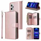 For Xiaomi Redmi Note 12 Explorer / Note 12 Pro+ Global 9 Card Slots Zipper Wallet Bag Leather Phone Case(Rose Gold) - 1