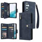 For Samsung Galaxy A54 Rivet Buckle 9 Cards Three Fold Leather Phone Case(Blue) - 1