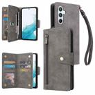 For Samsung Galaxy A54 Rivet Buckle 9 Cards Three Fold Leather Phone Case(Grey) - 1