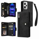 For Xiaomi Redmi Note 12 Explorer / Note 12 Pro+ Global Rivet Buckle 9 Cards Three Fold Leather Phone Case(Black) - 1