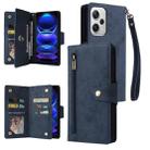 For Xiaomi Redmi Note 12 Explorer / Note 12 Pro+ Global Rivet Buckle 9 Cards Three Fold Leather Phone Case(Blue) - 1