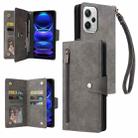 For Xiaomi Redmi Note 12 Explorer / Note 12 Pro+ Global Rivet Buckle 9 Cards Three Fold Leather Phone Case(Grey) - 1