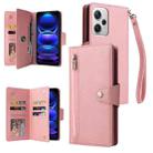 For Xiaomi Redmi Note 12 Explorer / Note 12 Pro+ Global Rivet Buckle 9 Cards Three Fold Leather Phone Case(Rose Gold) - 1