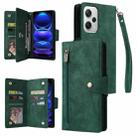 For Xiaomi Redmi Note 12 Explorer / Note 12 Pro+ Global Rivet Buckle 9 Cards Three Fold Leather Phone Case(Green) - 1