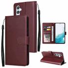 For Samsung Galaxy A54 3 Card Slots Multifunctional Leather Phone Case(Wine Red) - 1
