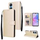 For OPPO A58 / A78 3 Card Slots Multifunctional Leather Phone Case(Gold) - 1