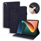 For Xiaomi Pad 5 Pro 12.4 inch Calf Texture Embossed Flip Leather Tablet Case(Black) - 1