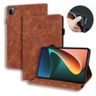 For Xiaomi Pad 5 Pro 12.4 inch Calf Texture Embossed Flip Leather Tablet Case(Brown) - 1