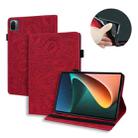 For Xiaomi Pad 5 Pro 12.4 inch Calf Texture Embossed Flip Leather Tablet Case(Red) - 1