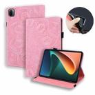 For Xiaomi Pad 5 Pro 12.4 inch Calf Texture Embossed Flip Leather Tablet Case(Pink) - 1