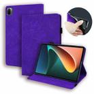 For Xiaomi Pad 5 Pro 12.4 inch Calf Texture Embossed Flip Leather Tablet Case(Purple) - 1