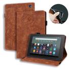 For Amazon Kindle Fire 7 2022 Calf Texture Embossed Flip Leather Tablet Case(Brown) - 1