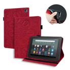 For Amazon Kindle Fire 7 2022 Calf Texture Embossed Flip Leather Tablet Case(Red) - 1