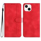 For iPhone 14 Heart Pattern Skin Feel Leather Phone Case(Red) - 1