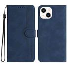 For iPhone 14 Heart Pattern Skin Feel Leather Phone Case(Royal Blue) - 1