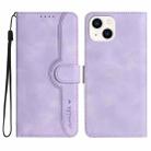 For iPhone 14 Plus Heart Pattern Skin Feel Leather Phone Case(Purple) - 1