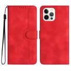 For iPhone 14 Pro Heart Pattern Skin Feel Leather Phone Case(Red) - 1