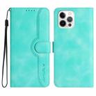 For iPhone 14 Pro Heart Pattern Skin Feel Leather Phone Case(Light Blue) - 1