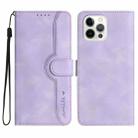 For iPhone 12/12 Pro Heart Pattern Skin Feel Leather Phone Case(Purple) - 1