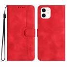 For iPhone 12 mini Heart Pattern Skin Feel Leather Phone Case(Red) - 1