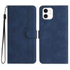 For iPhone 12 mini Heart Pattern Skin Feel Leather Phone Case(Royal Blue) - 1