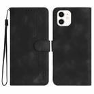 For iPhone 12 mini Heart Pattern Skin Feel Leather Phone Case(Black) - 1