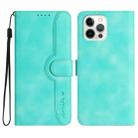 For iPhone 12 Pro Max Heart Pattern Skin Feel Leather Phone Case(Light Blue) - 1