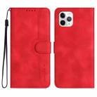 For iPhone 11 Pro Heart Pattern Skin Feel Leather Phone Case(Red) - 1