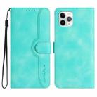 For iPhone 11 Pro Heart Pattern Skin Feel Leather Phone Case(Light Blue) - 1