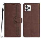 For iPhone 11 Pro Heart Pattern Skin Feel Leather Phone Case(Brown) - 1