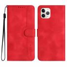 For iPhone 11 Pro Max Heart Pattern Skin Feel Leather Phone Case(Red) - 1