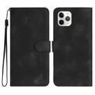 For iPhone 11 Pro Max Heart Pattern Skin Feel Leather Phone Case(Black) - 1