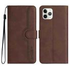 For iPhone 11 Pro Max Heart Pattern Skin Feel Leather Phone Case(Brown) - 1