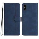 For iPhone X/XS Heart Pattern Skin Feel Leather Phone Case(Royal Blue) - 1