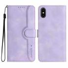 For iPhone X/XS Heart Pattern Skin Feel Leather Phone Case(Purple) - 1