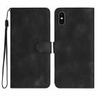 For iPhone X/XS Heart Pattern Skin Feel Leather Phone Case(Black) - 1