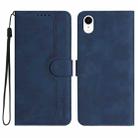 For iPhone XR Heart Pattern Skin Feel Leather Phone Case(Royal Blue) - 1