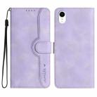 For iPhone XR Heart Pattern Skin Feel Leather Phone Case(Purple) - 1