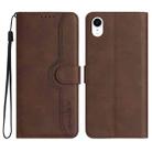 For iPhone XR Heart Pattern Skin Feel Leather Phone Case(Brown) - 1