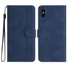 For iPhone XS Max Heart Pattern Skin Feel Leather Phone Case(Royal Blue) - 1