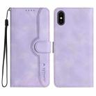 For iPhone XS Max Heart Pattern Skin Feel Leather Phone Case(Purple) - 1