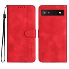 For Google Pixel 6a Heart Pattern Skin Feel Leather Phone Case(Red) - 1